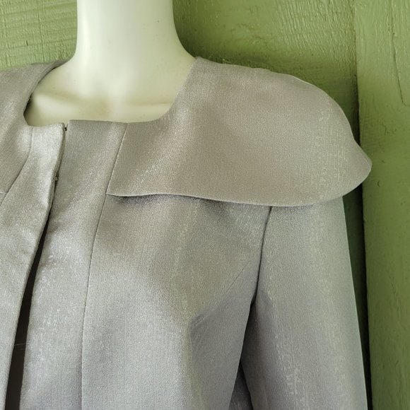 NWT DANILLO Silver Cape Shoulder Blazer Jacket 12 - Picture 3 of 5